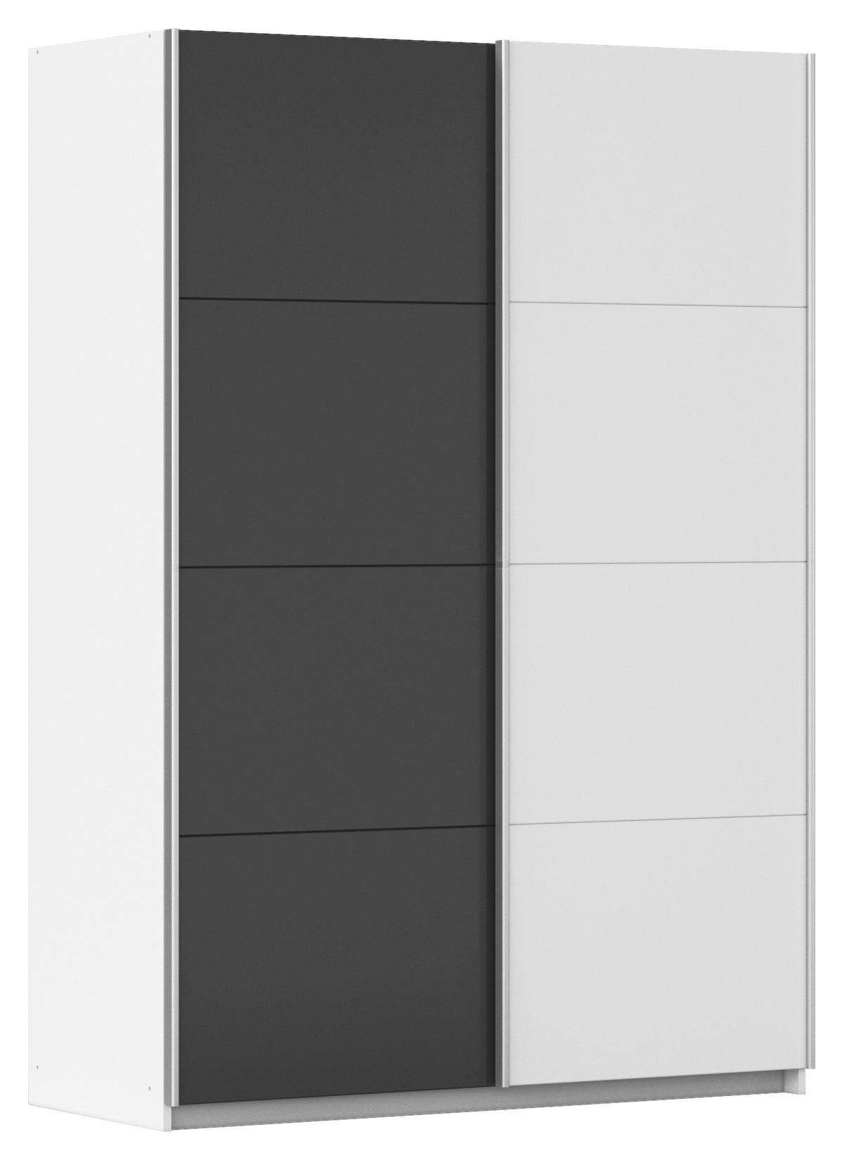 GARDEROB MED SKJUTDÖRRAR 136/197/61 cm 2-dörrar - vit/aluminiumfärg, Modern, metall/trämaterial (136/197/61cm) - Rauch Möbel