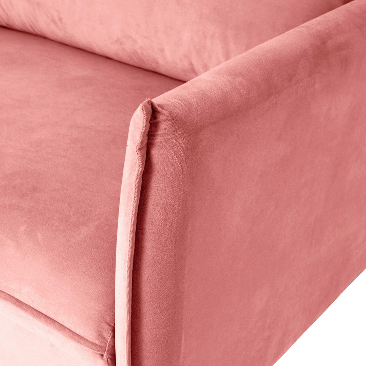 3-SITZER-SOFA JULI in Samt Rosa  - Schwarz/Rosa, Design, Holz/Textil (203/86/100cm) - P & B
