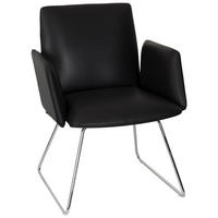 BESUCHERSTUHL  in Lederlook Schwarz  - Chromfarben/Schwarz, MODERN, Textil/Metall (58/80/62cm) - MID.YOU