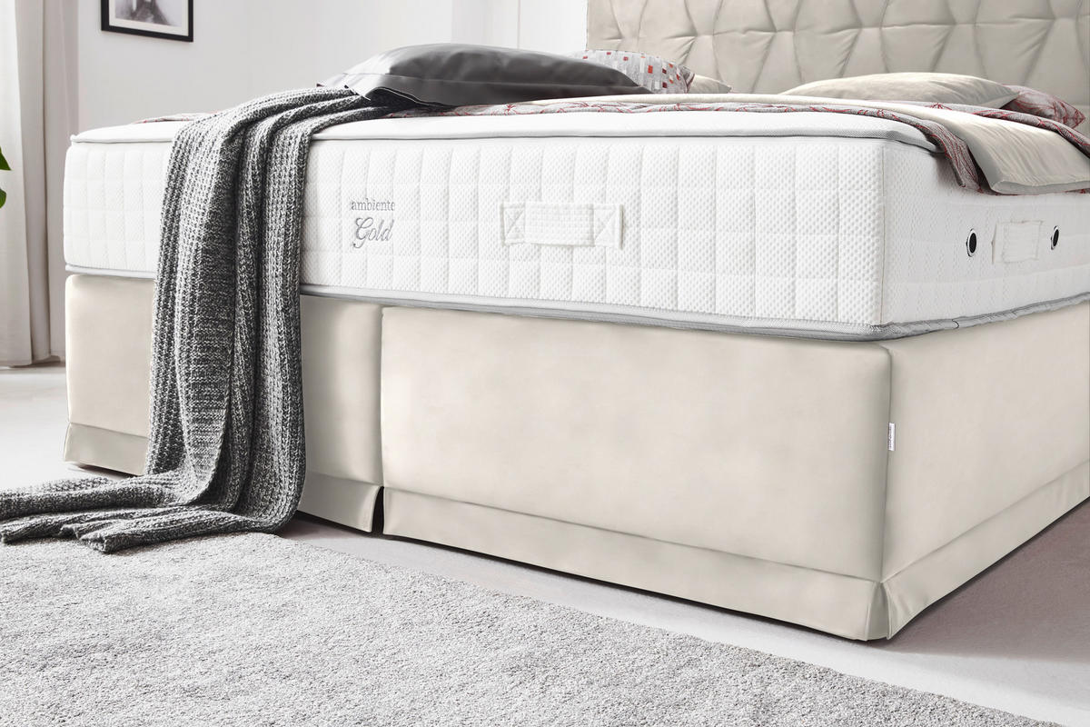 BOXSPRINGBETT 180/200 cm  in Creme  - Creme, Konventionell, Textil (180/200cm) - Ambiente