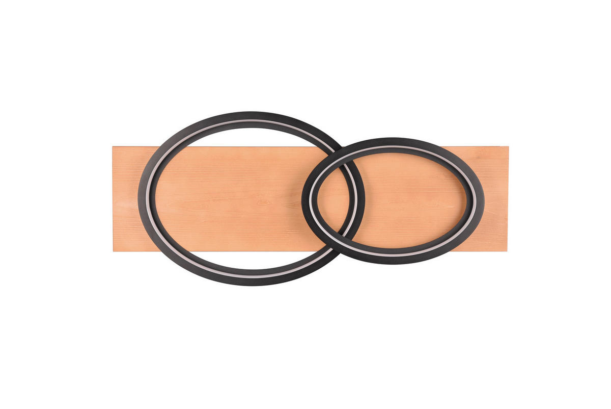 LED-DECKENLEUCHTE    75/33/10 cm  - Schwarz/Braun, Basics, Holz/Metall (75/33/10cm) - Trio Leuchten