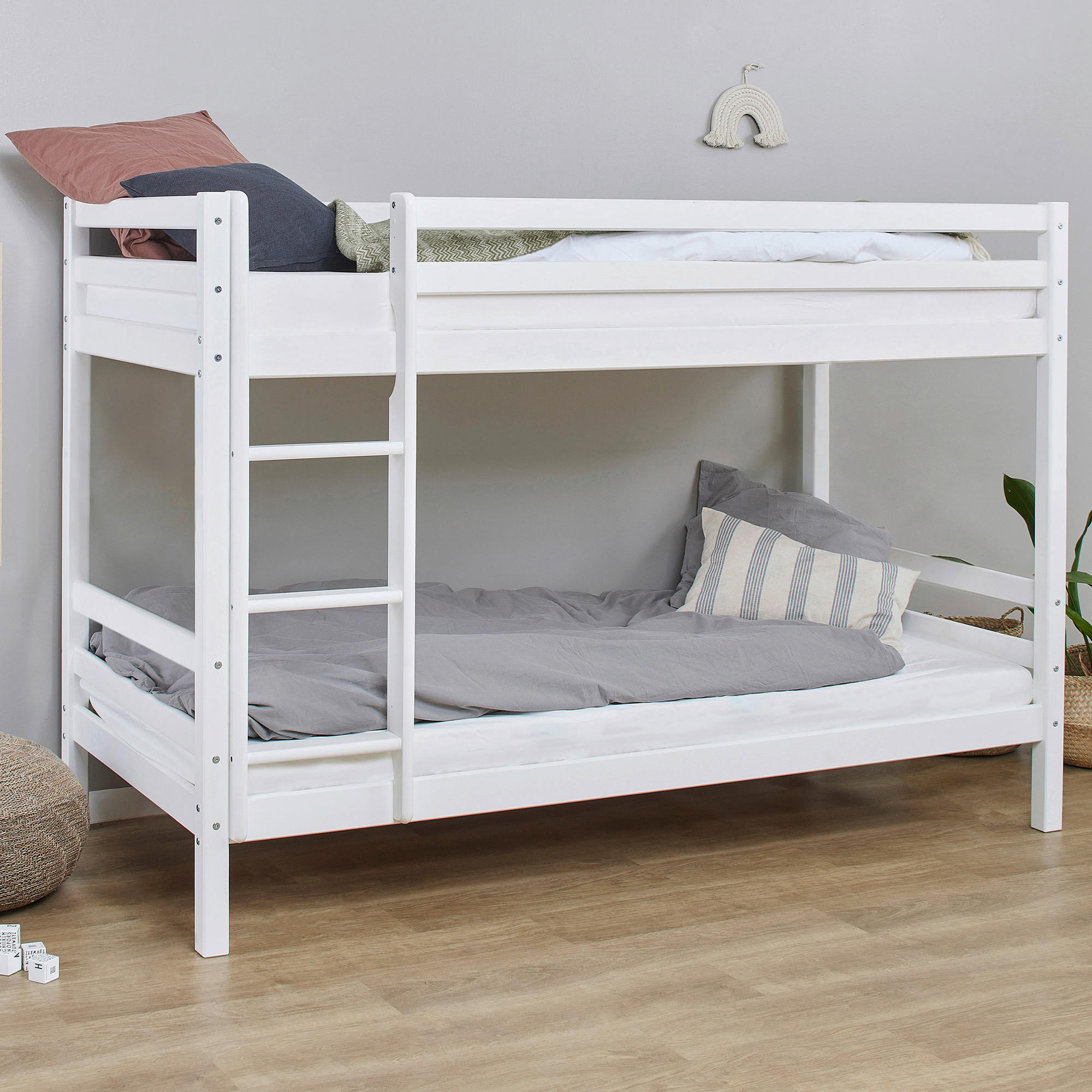 ETAGENBETT - Naturfarben/Weiß, MODERN, Holz (90/200cm) - MID.YOU