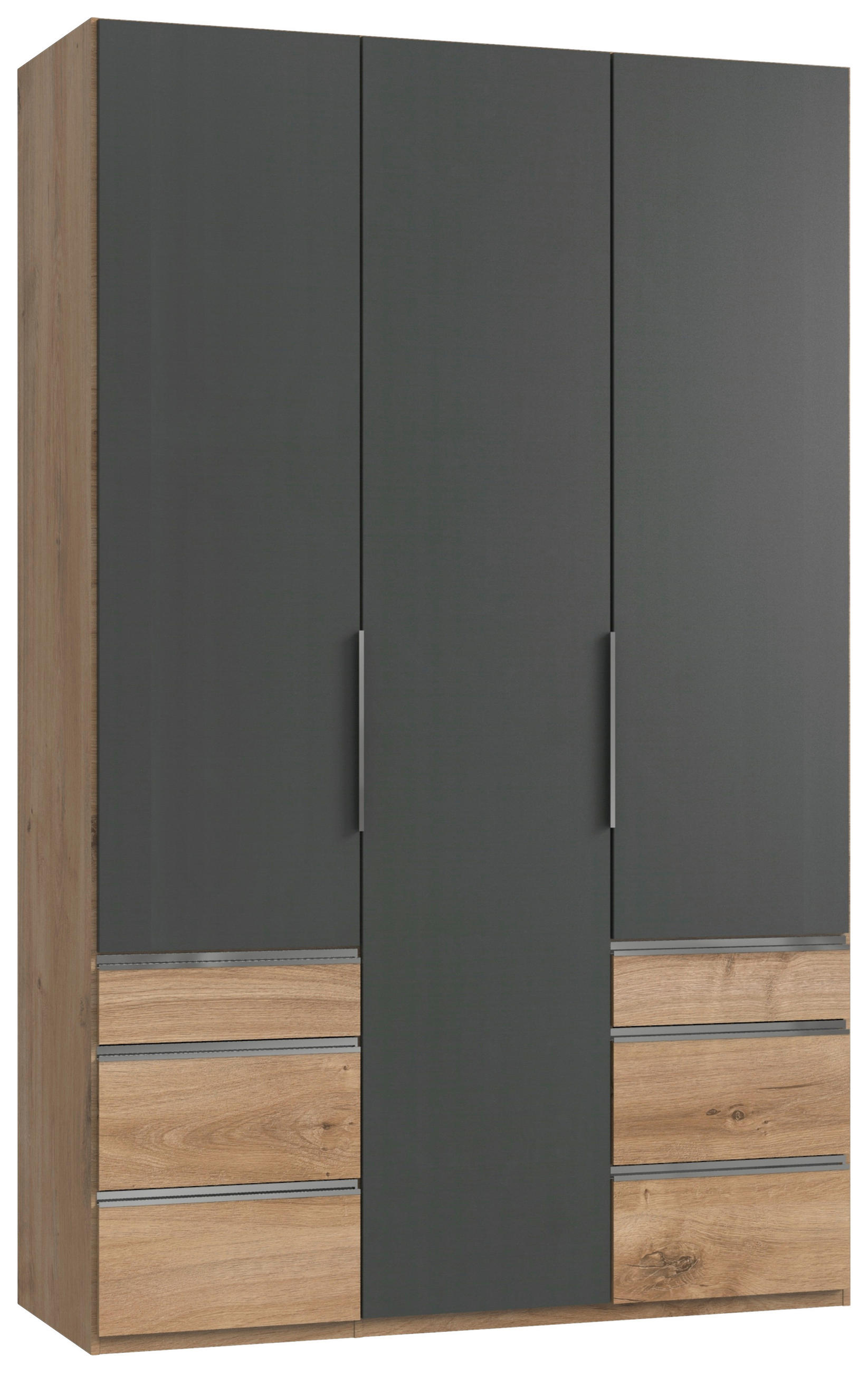 DREHTÜRENSCHRANK  in Graphitfarben, Eichefarben  - Chromfarben/Eichefarben, MODERN, Holzwerkstoff (150/236/58cm) - MID.YOU