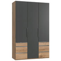 DREHTÜRENSCHRANK  in Graphitfarben, Eichefarben  - Chromfarben/Eichefarben, MODERN, Holzwerkstoff (150/236/58cm) - MID.YOU