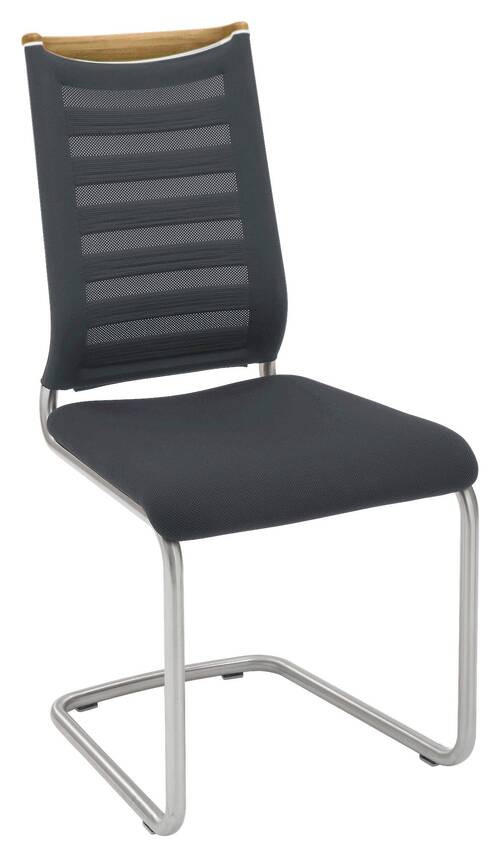 SCHWINGSTUHL  in Flachgewebe, Netz  - Edelstahlfarben/Eichefarben, Design, Holz/Textil (47/99/59cm) - Venjakob