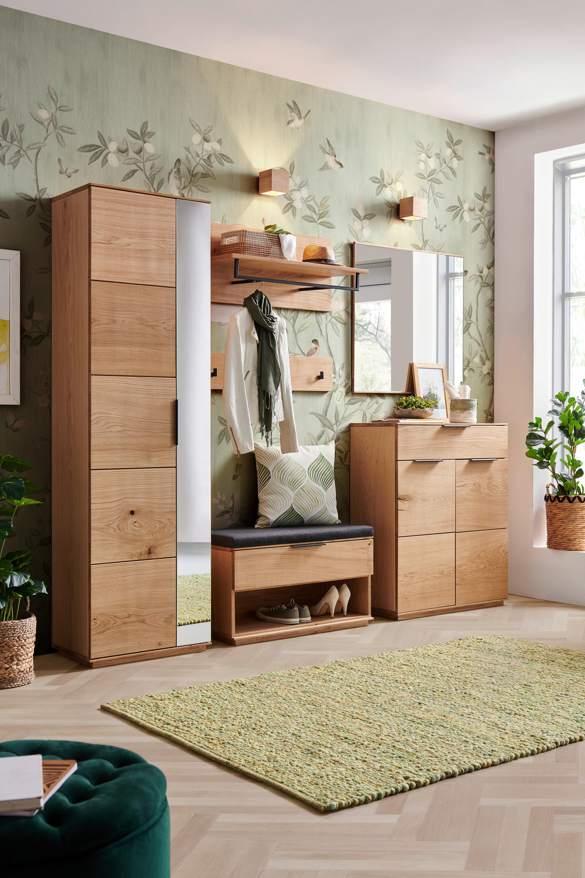 GARDEROBENSCHRANK  in 60/202/38 cm  - Eichefarben/Schwarz, Natur, Glas/Holz (60/202/38cm) - Linea Natura