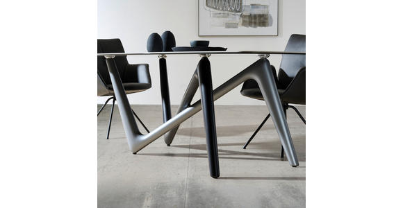 ESSTISCH 220/110/75 cm Kunststoff, Keramik Anthrazit, Grau, Weiß oval  - Anthrazit/Weiß, Design, Keramik/Kunststoff (220/110/75cm) - Dieter Knoll