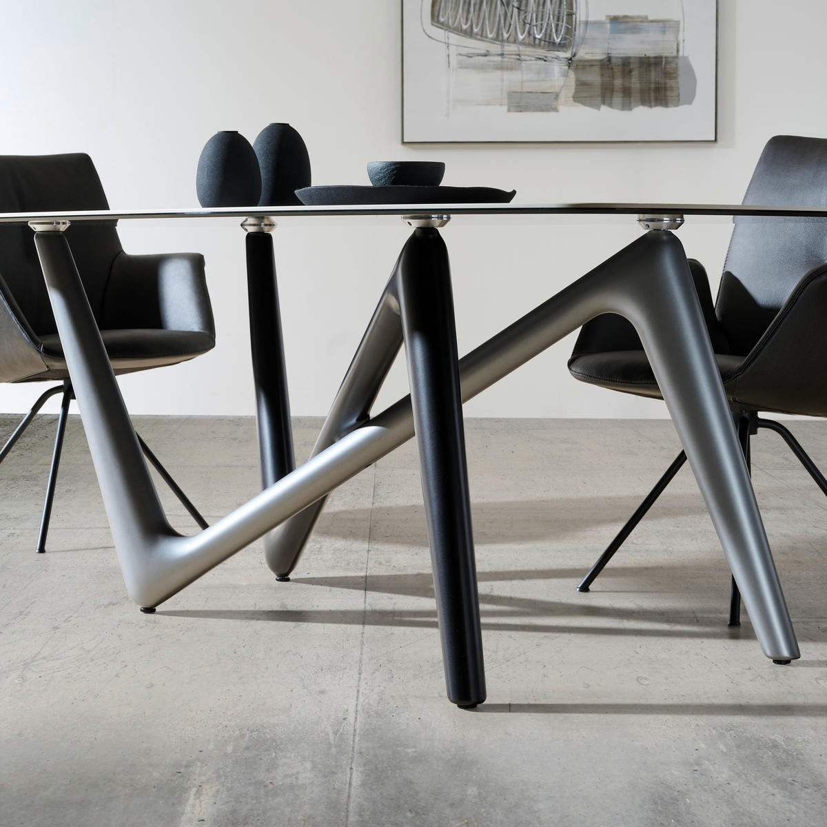 ESSTISCH in Kunststoff, Keramik 220/110/75 cm   - Weiss/Anthrazit, Design, Keramik/Kunststoff (220/110/75cm) - Dieter Knoll