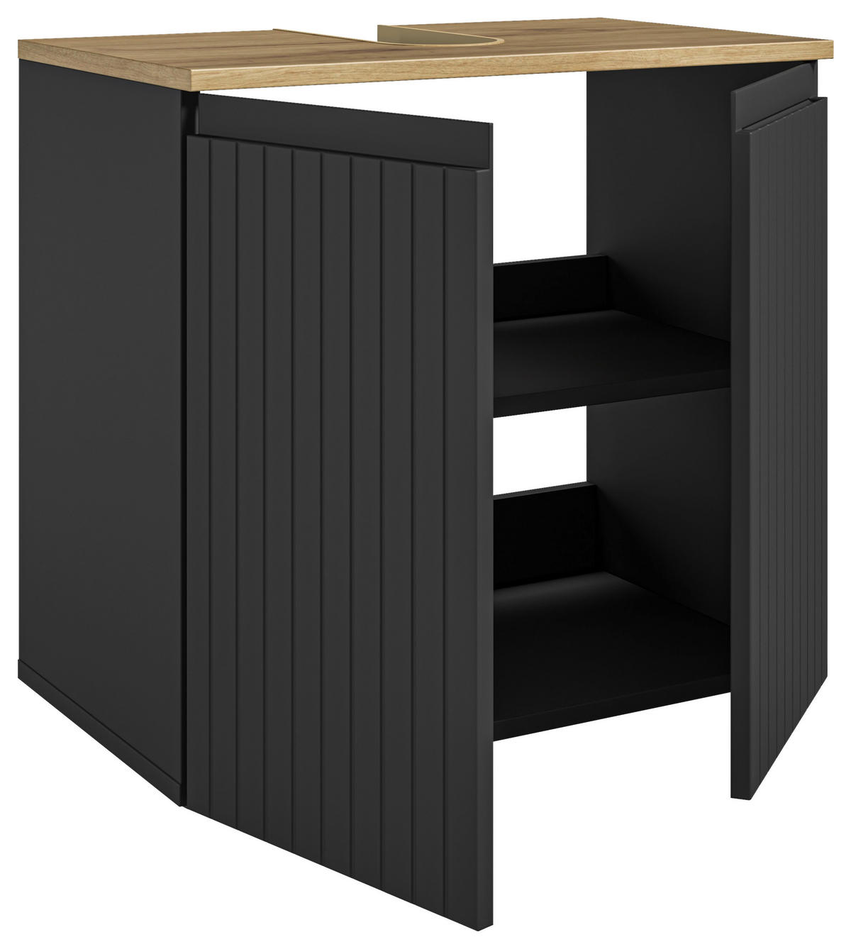 WASCHBECKENUNTERSCHRANK 60/57/36 cm  - Eichefarben/Schwarz, MODERN, Holzwerkstoff/Kunststoff (60/57/36cm) - MID.YOU