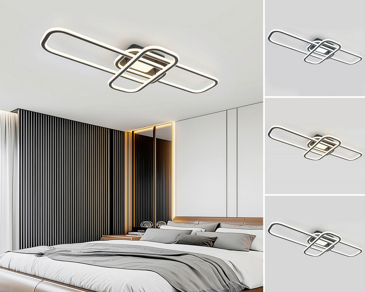 LED MENNYEZETI LÁMPA - fekete/fehér, Design, műanyag/fém (103/46/11cm) - Novel