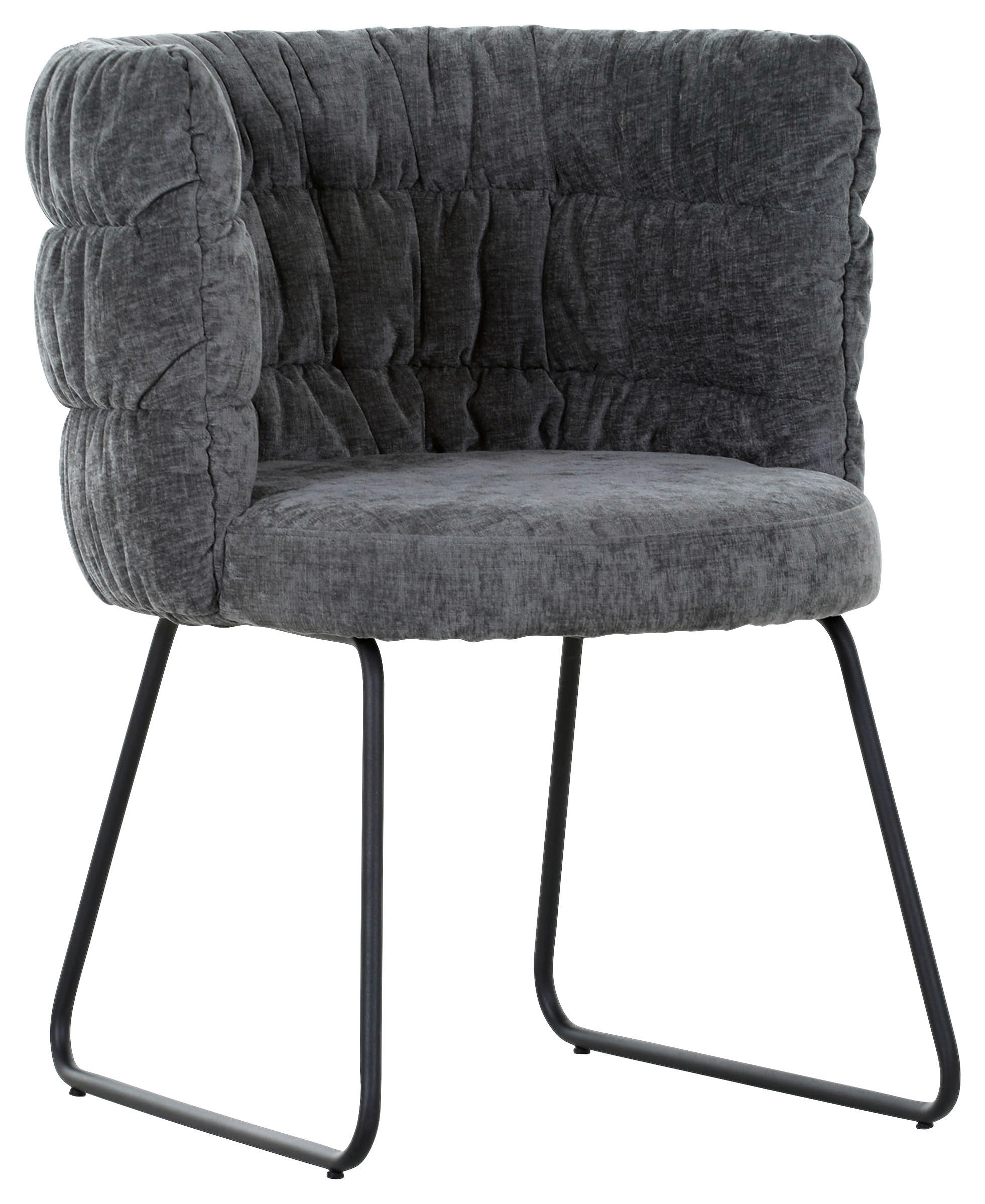 STUHL Flachgewebe Grau, Schwarz  - Schwarz/Grau, Basics, Textil/Metall (62/80/62cm) - Carryhome