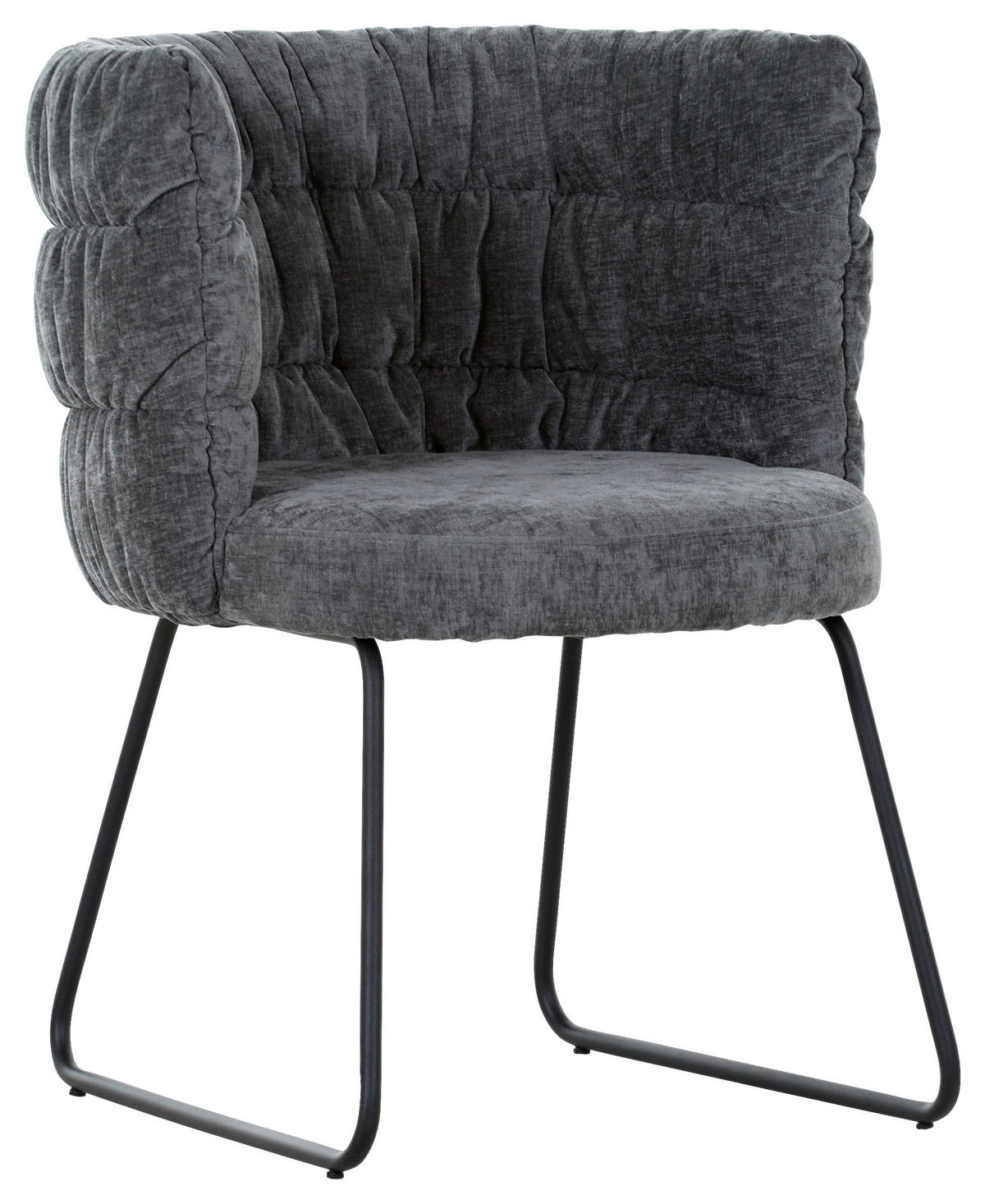 STUHL Flachgewebe Grau, Schwarz  - Schwarz/Grau, Basics, Textil/Metall (62/80/62cm) - Carryhome