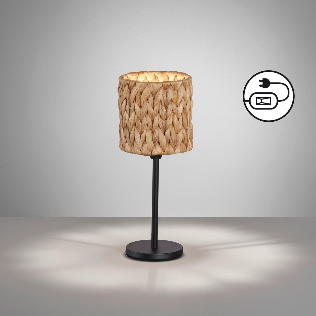 TISCHLEUCHTE - Sandfarben/Schwarz, Natur, Holz/Metall (13/33cm) - Fischer & Honsel