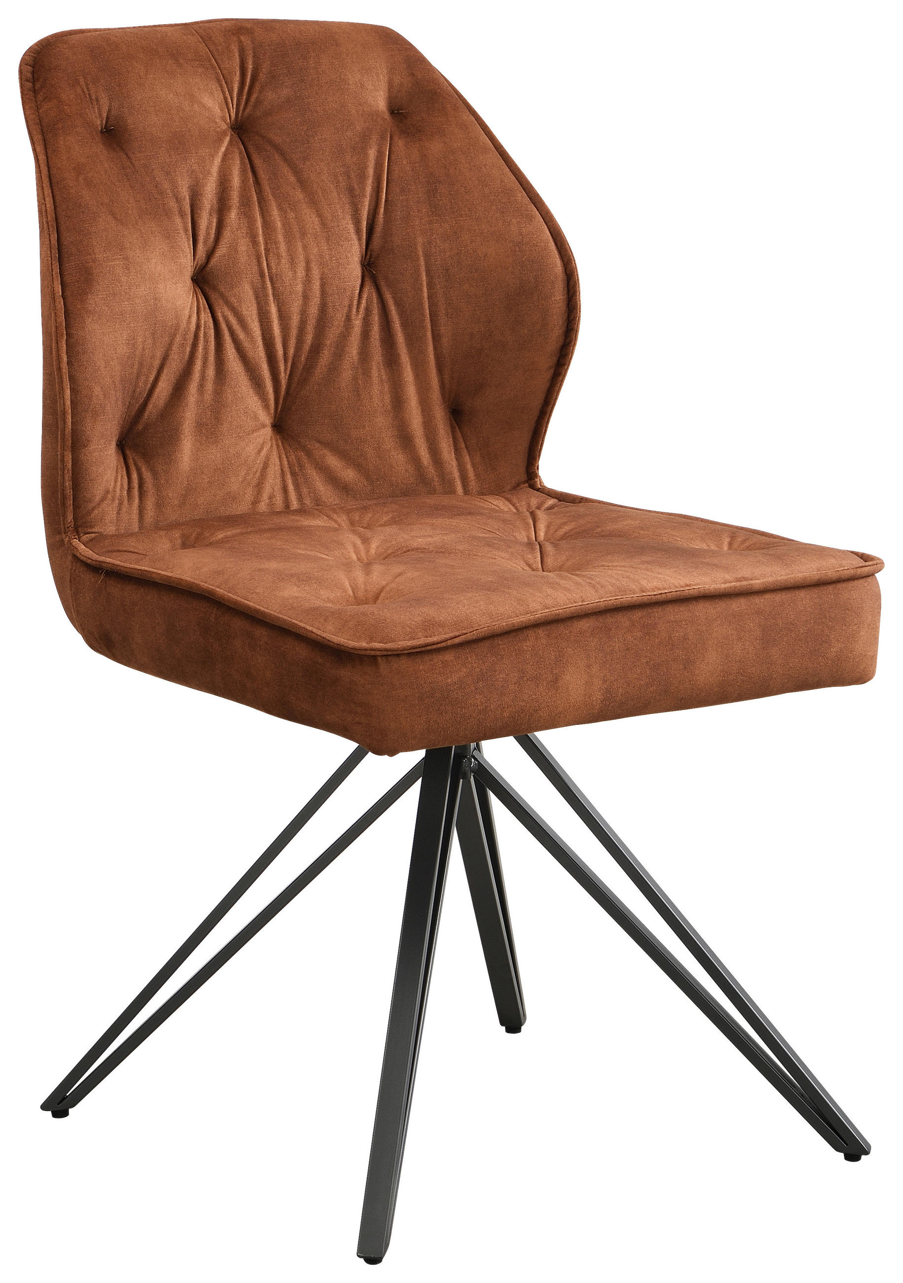 STUHL   Webstoff  Schwarz, Cognac  - Cognac/Schwarz, Design, Textil/Metall (50/85/60cm) - Carryhome