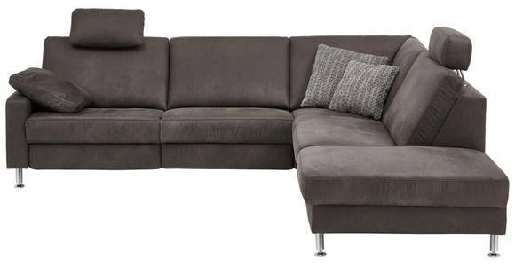 ECKSOFA in Mikrofaser Anthrazit  - Anthrazit/Alufarben, Design, Textil/Metall (275/242cm) - Dieter Knoll