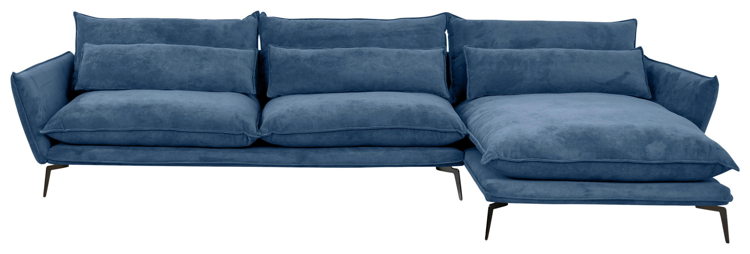 ECKSOFA Blau Webstoff  - Blau/Schwarz, Design, Textil/Metall (338/165cm) - Livetastic