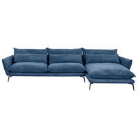 ECKSOFA in Webstoff Blau  338/165 cm  - Blau/Schwarz, Design, Textil/Metall (338/165cm) - Hom`in
