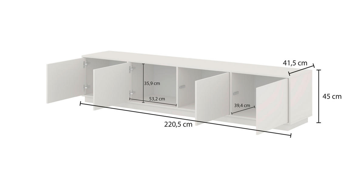 LOWBOARD Japandi 220,5/45/41,5 cm  stehend  - Kaschmir, Design, Holzwerkstoff (220,5/45/41,5cm) - MID.YOU