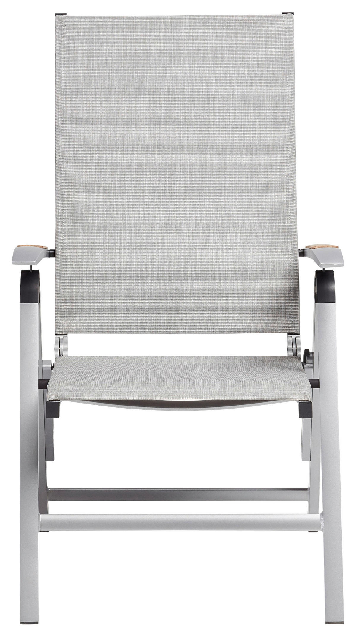 KLAPPSESSEL Netzbespannung Teakholz Hartholz Silberfarben, Hellgrau  - Silberfarben/Hellgrau, Basics, Holz/Textil (50/110/65cm) - Kettler