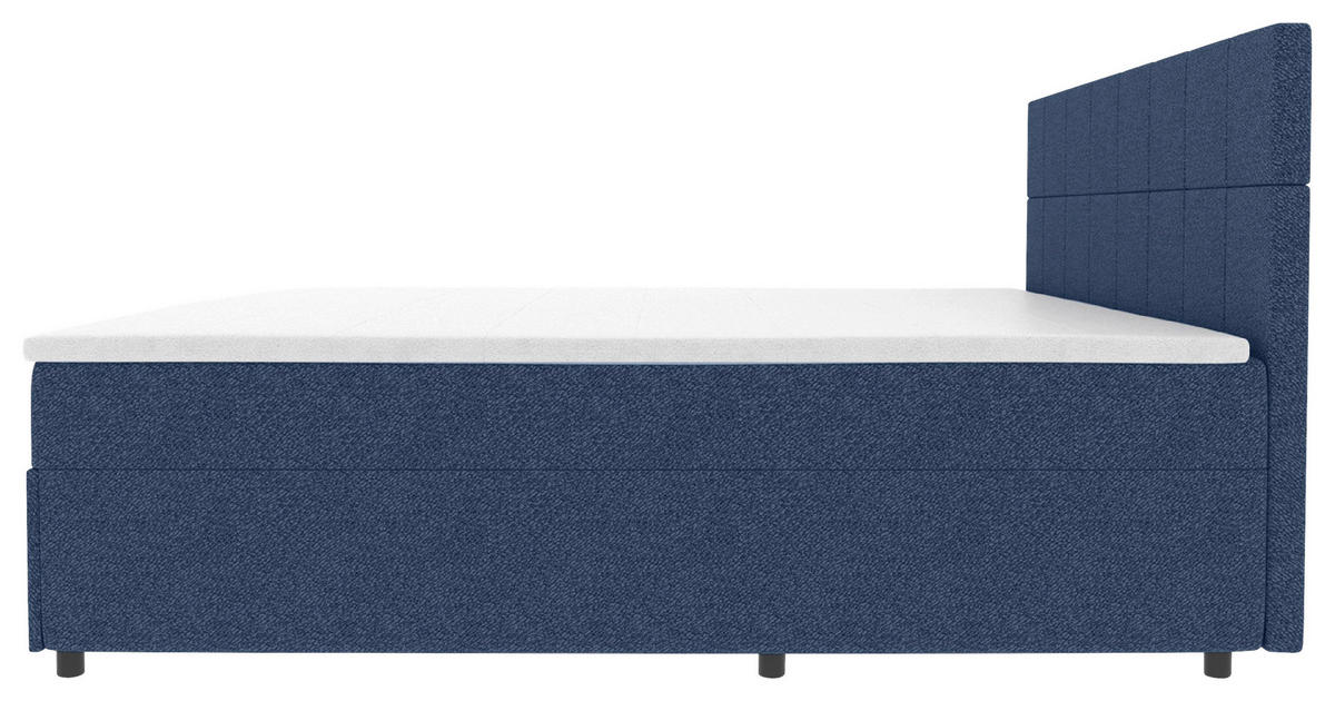 BOXBETT 160/200 cm,  in Blau, Topper, Matratzen, Bettschubladen, H3 = fest  - Blau/Schwarz, KONVENTIONELL, Kunststoff/Textil (160/200cm) - Boxxx