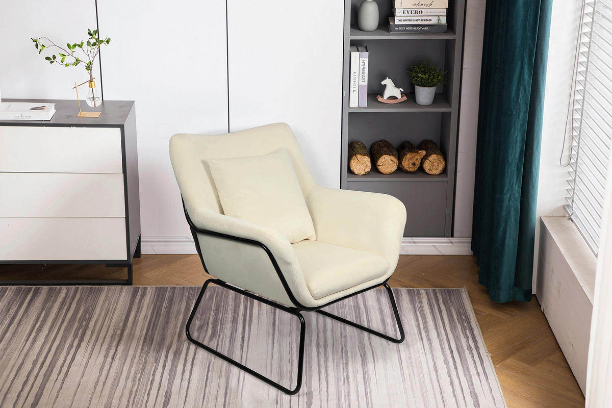SESSEL in Samt Beige  - Beige/Messingfarben, MODERN, Textil/Metall (68/82/75cm) - Livetastic