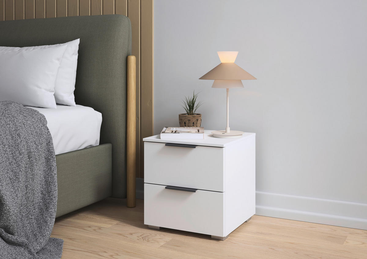 NACHTKÄSTCHEN 40/42/42 cm  in Weiß  - Alufarben/Weiß, MODERN, Holzwerkstoff (40/42/42cm) - Rauch Möbel