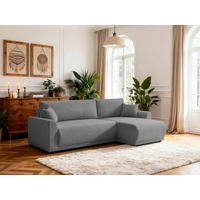 ECKSOFA KIMMY Grau Flachgewebe Zierkissen, Rückenkissen, Bettkasten  - Schwarz/Grau, Design, Kunststoff/Textil (233/146cm) - P & B
