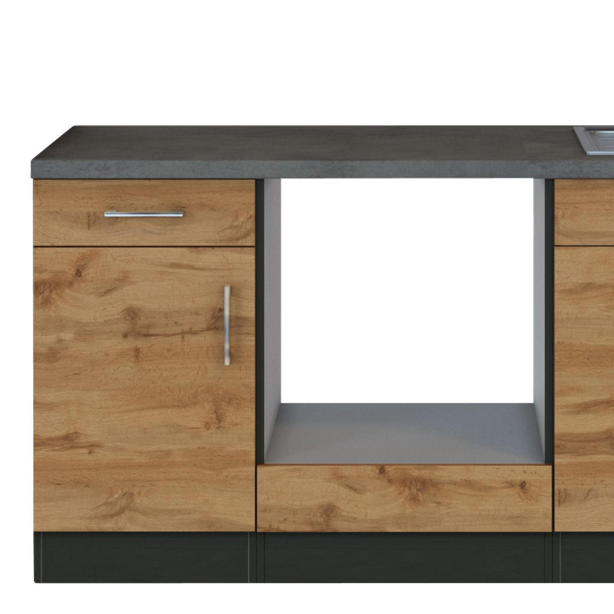 KÜCHENLEERBLOCK 210 cm   in Schieferfarben, Eiche Wotan  - Chromfarben/Schieferfarben, Modern, Holzwerkstoff/Metall (210cm) - Held