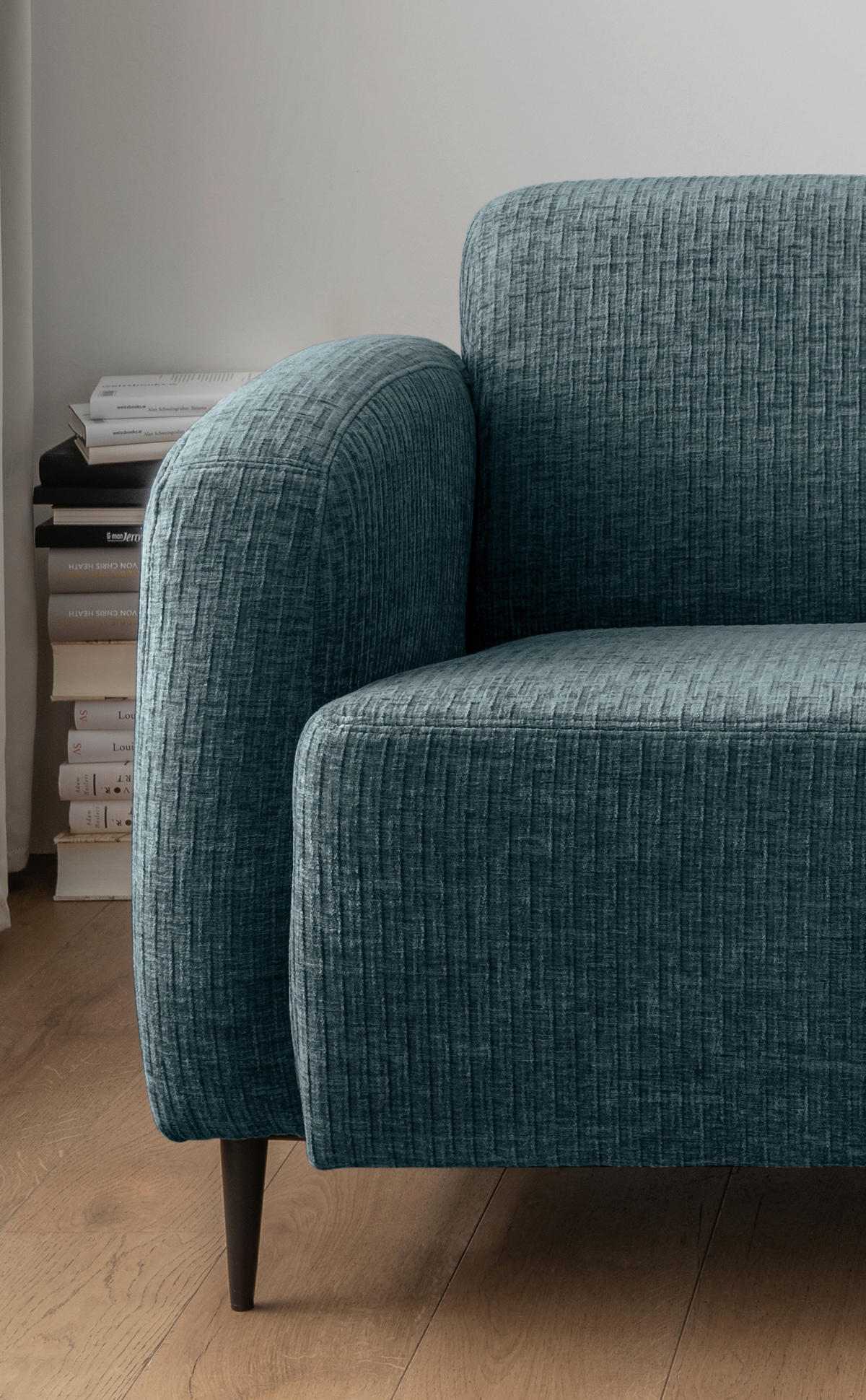 3-SITZER-SOFA in Mikrofaser Blau  - Blau/Schwarz, Modern, Textil/Metall (180/76/90cm) - Livetastic