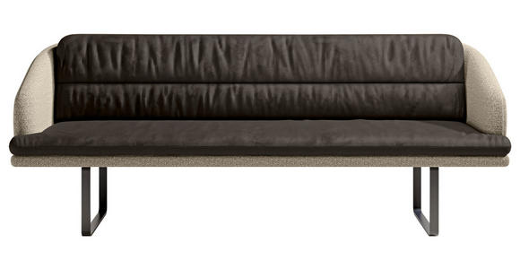 SITZBANK 255/89/68 cm Velours, Flachgewebe Graphitfarben, Sandfarben Metall  - Sandfarben/Schwarz, Design, Textil/Metall (255/89/68cm) - Dieter Knoll