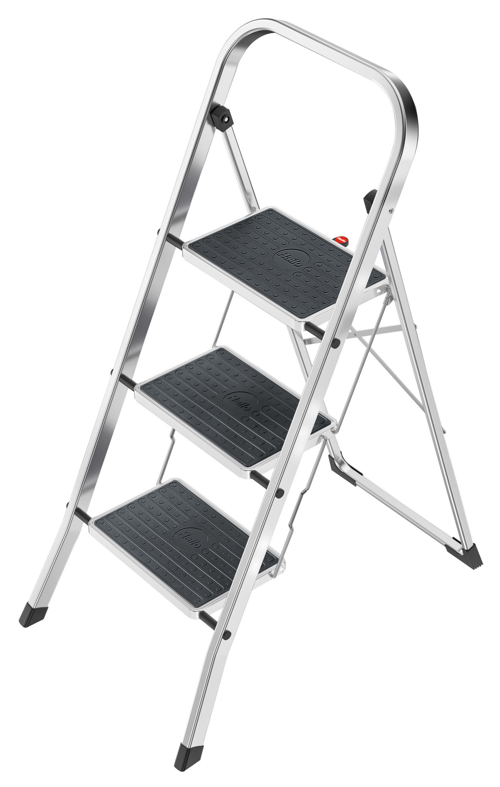 KLAPPTRITTLEITER - Silberfarben/Schwarz, Basics, Kunststoff/Metall (48/106/75cm) - Hailo