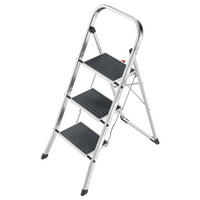 KLAPPTRITTLEITER - Silberfarben/Schwarz, Basics, Kunststoff/Metall (48/106/75cm) - Hailo