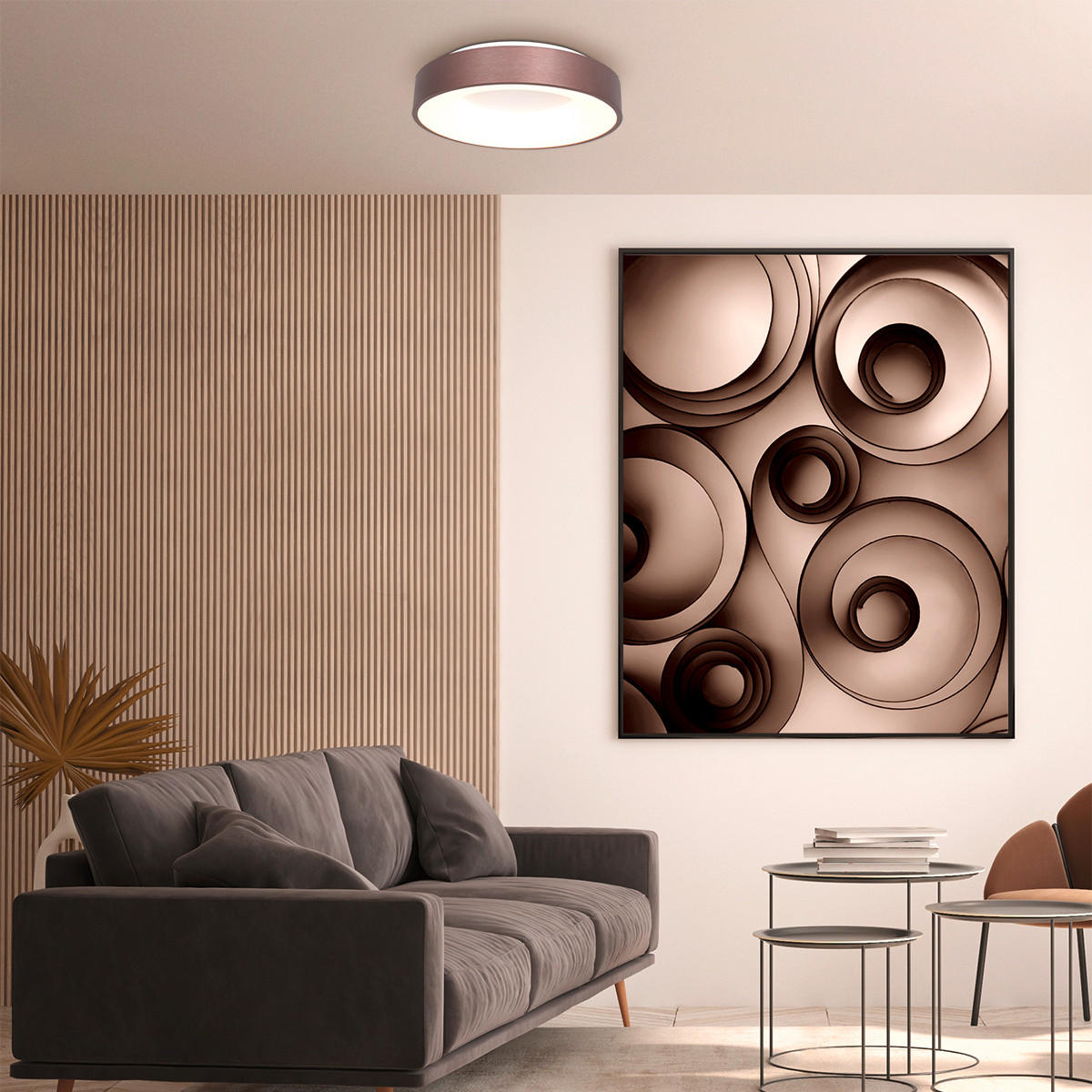 LED-DECKENLEUCHTE Ringlede 38/9 cm   - Bronzefarben, Basics, Kunststoff/Metall (38/9cm)