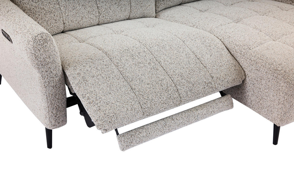 ECKSOFA in Webstoff Grau  220/156 cm  - Grau/Nickelfarben, Design, Textil/Metall (220/156cm) - Carryhome