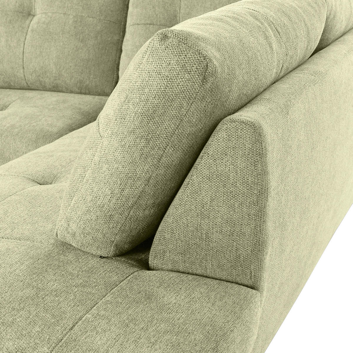 WOHNLANDSCHAFT in Flachgewebe Hellgrün  - Chromfarben/Hellgrün, Konventionell, Kunststoff/Textil (180/338/217cm) - Hom`in