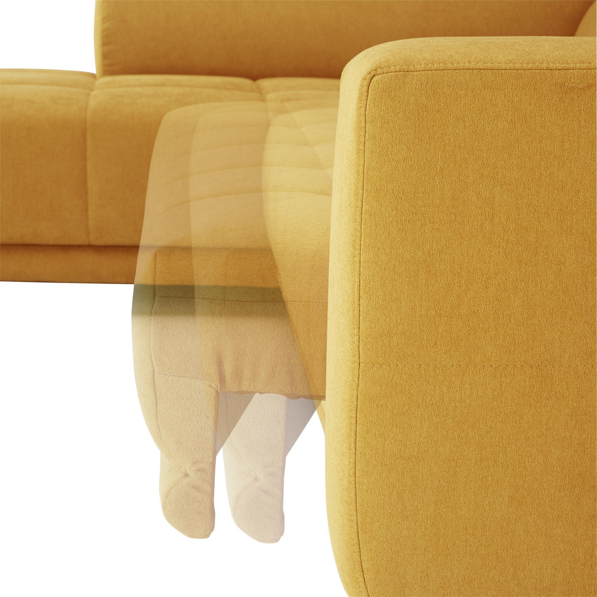 ECKSOFA in Mikrofaser Gelb  - Gelb/Schwarz, Design, Textil/Metall (301/207cm) - Xora