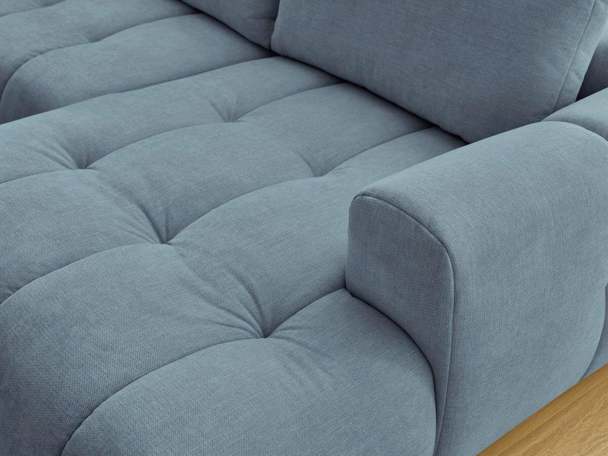 WOHNLANDSCHAFT  FUJI  Hellblau Leinenoptik  - Schwarz/Hellblau, MODERN, Kunststoff/Textil (204/377/160cm)
