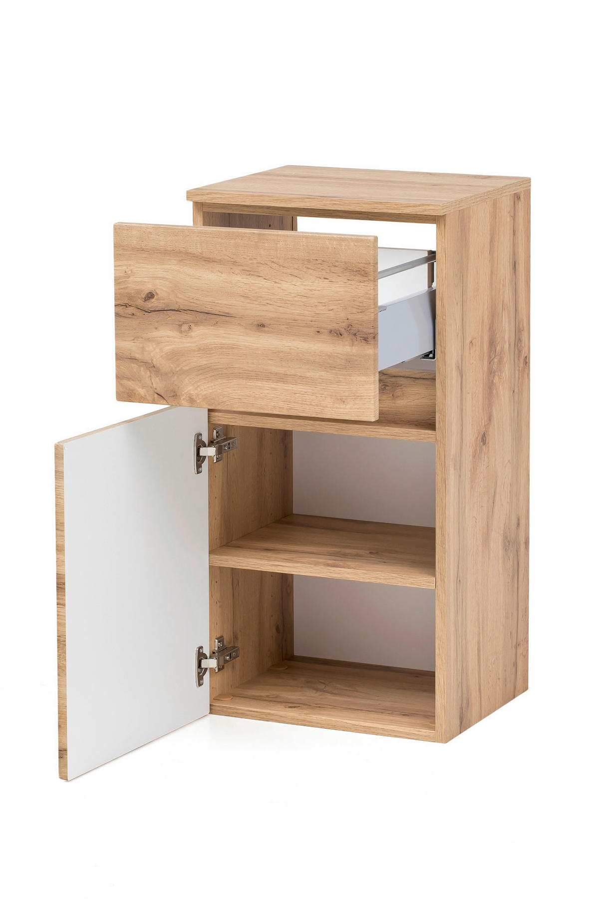 UNTERSCHRANK 40/79/35 cm   - Eiche Wotan/Silberfarben, Natur, Holzwerkstoff/Kunststoff (40/79/35cm) - Xora
