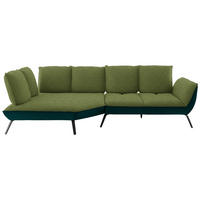 ECKSOFA 169/320 cm  in Flachgewebe Grün Nierenkissen, Rücken echt, Sitztiefenverstellung  169/320 cm  - Schwarz/Grün, Design, Textil/Metall (169/320cm) - Moderano