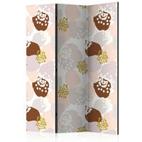 PARAVENT mit 3  Flügel - Braun/Weiß, Basics, Holz/Textil (135/172cm) - artgeist