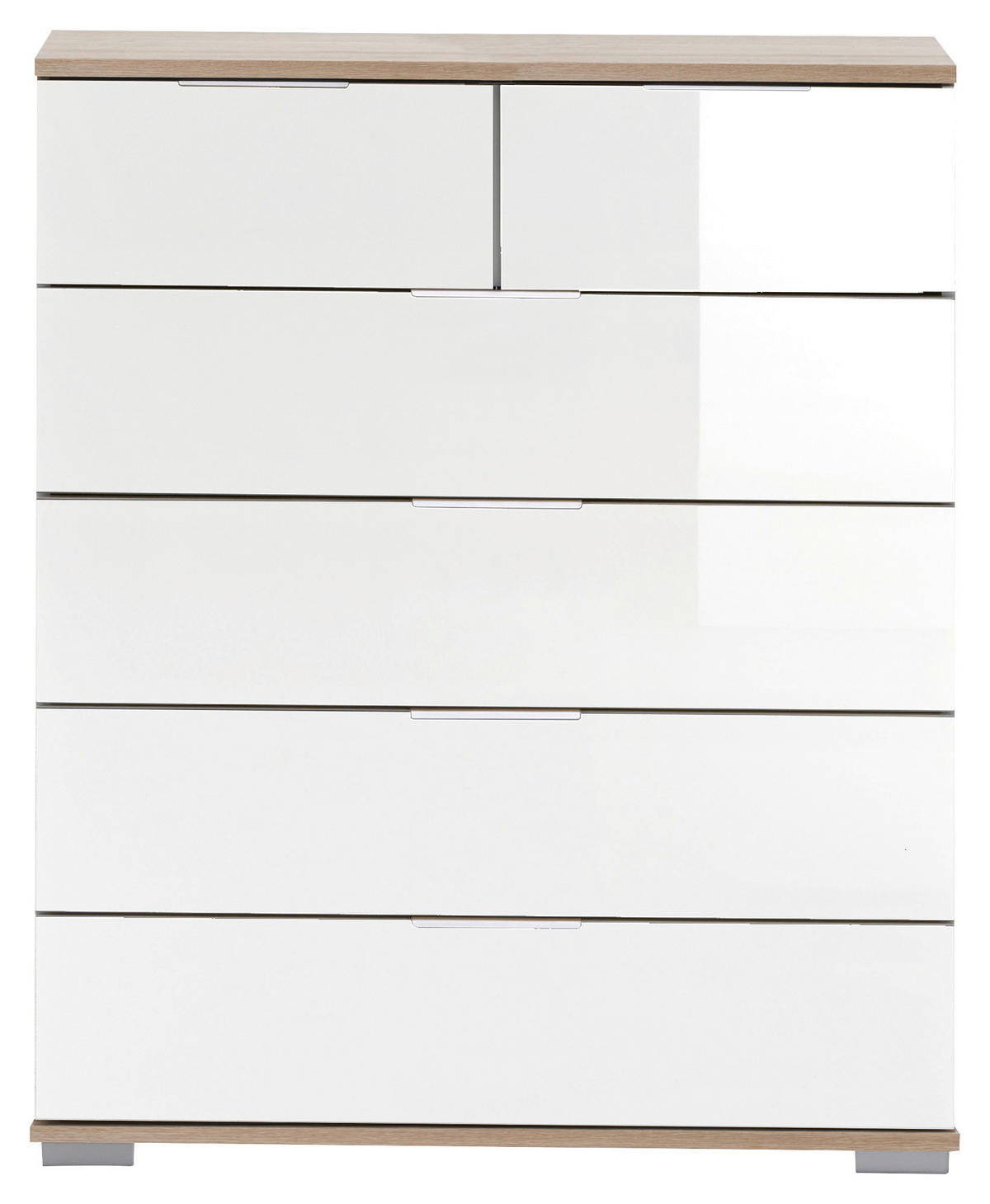 KOMODA, barve hrasta, bela  - barve kroma/barve hrasta, Design, kovina/umetna masa (82/102/42cm) - Carryhome