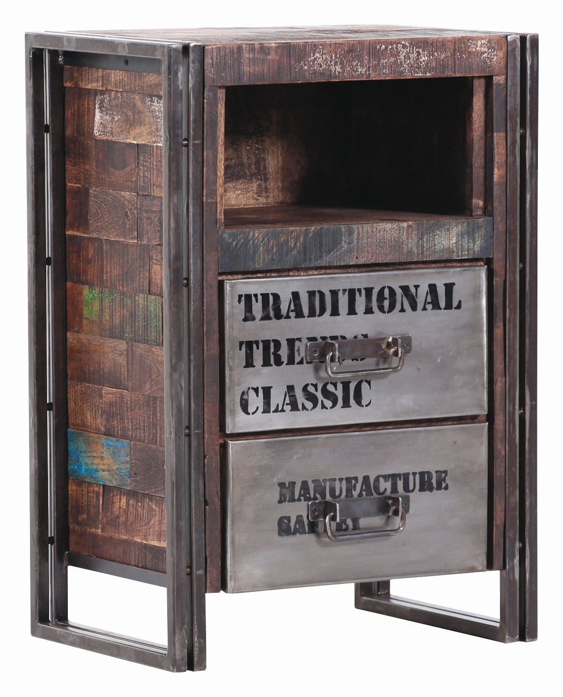 KOMMODE  in 55/80/40 cm  - Braun, Design, Holz/Metall (55/80/40cm)