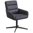 ARMLEHNSTUHL  Sitzfläche 360° drehbar Webstoff  - Dunkelgrau/Schwarz, Design, Textil/Metall (61/89/66cm) - Carryhome