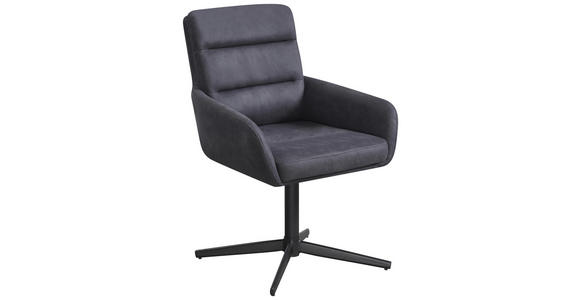 ARMLEHNSTUHL  Sitzfläche 360° drehbar Webstoff  - Dunkelgrau/Schwarz, Design, Textil/Metall (61/89/66cm) - Carryhome