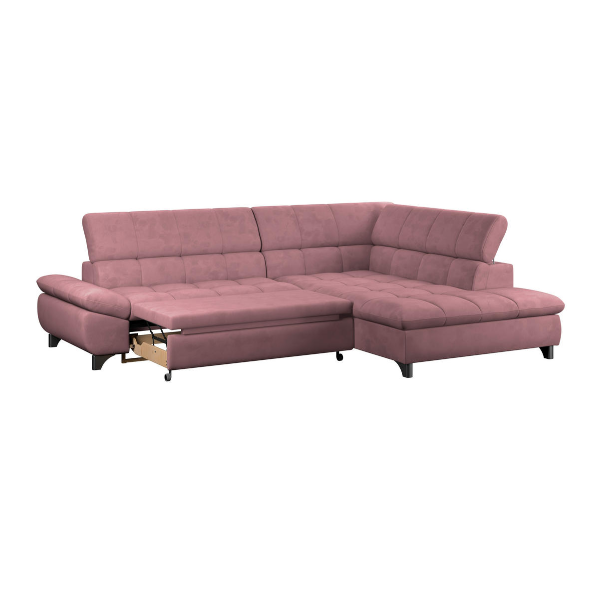 ECKSOFA Rosa Chenille  - Chromfarben/Rosa, KONVENTIONELL, Textil/Metall (312/234cm) - Livetastic