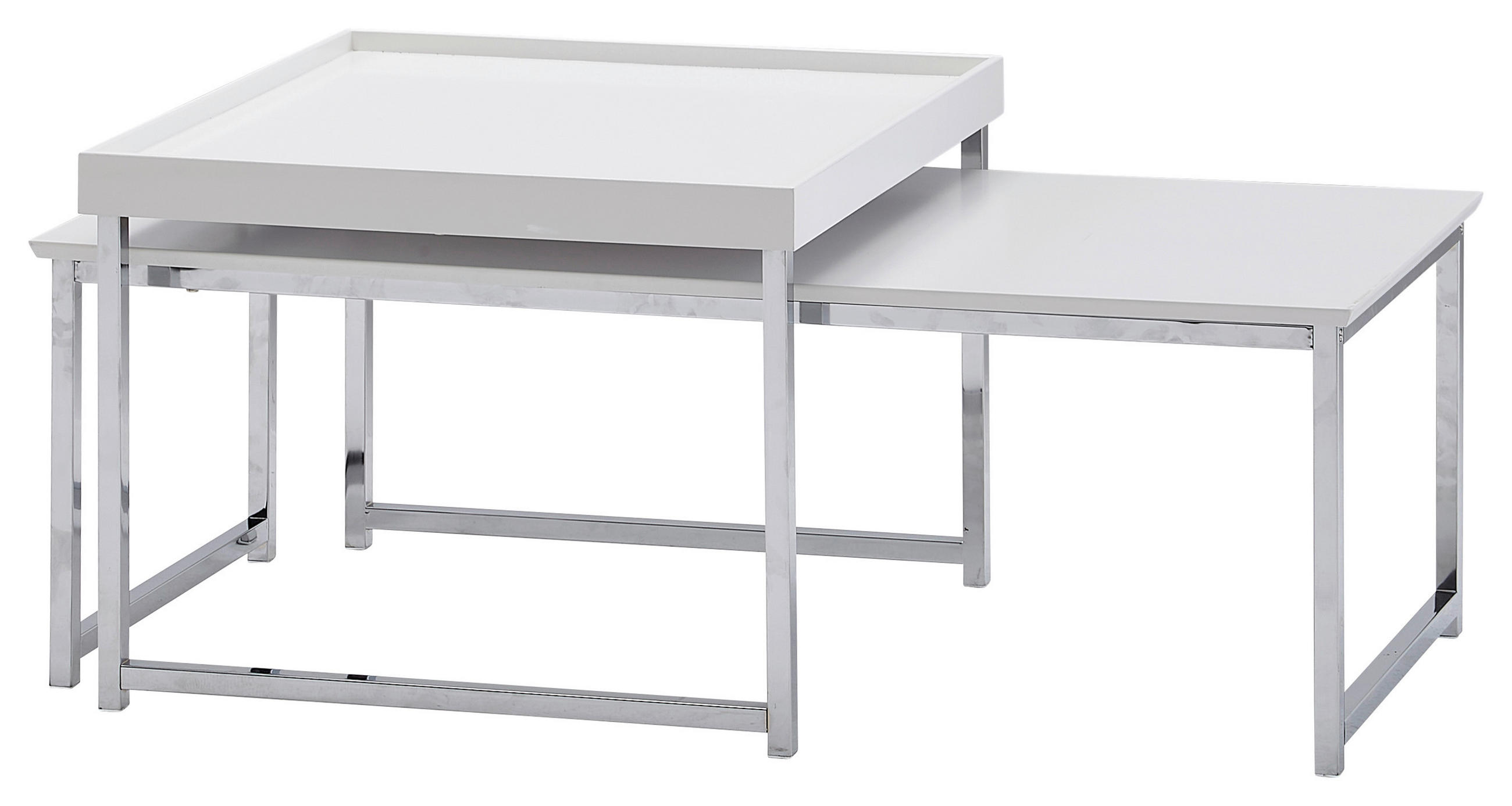 SATZTISCH Weiß  - Chromfarben/Weiß, MODERN, Metall (110/37/48cm) - MID.YOU