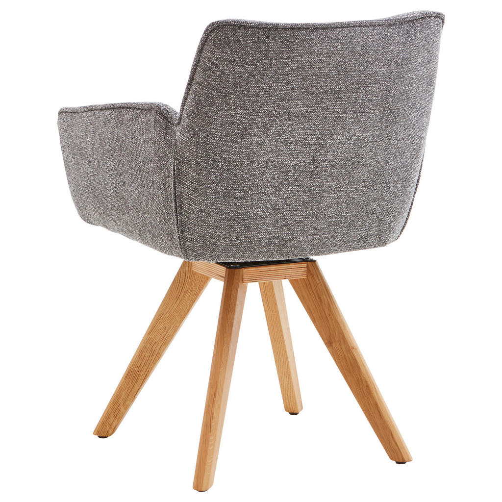 Thumbnail - Valdera Armlehnstuhl, Grau, Eiche, Holz, Textil, Wildeiche, massiv, Stativgestell, 60x83.5x65 cm, Stoffauswahl, Typenaus...