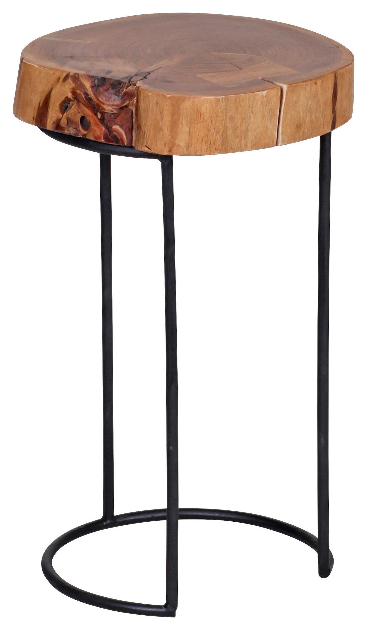 BEISTELLTISCH 28/28/45 cm Akazie massiv Akaziefarben rund  - Schwarz/Akaziefarben, Design, Holz/Metall (28/28/45cm) - MID.YOU