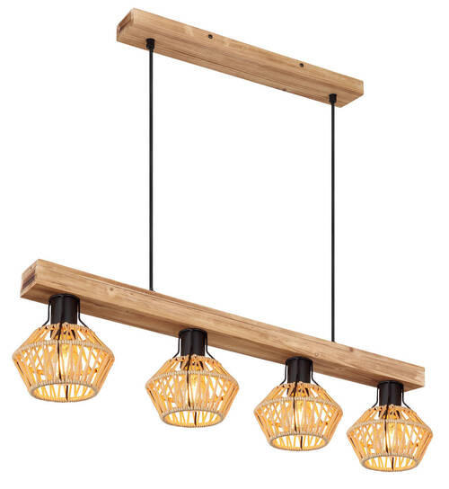 HÄNGLAMPA 80/16/120 cm  - svart/mörkbrun, Natur, metall/naturmaterial (80/16/120cm) - Globo