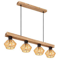 HÄNGLAMPA 80/16/120 cm  - svart/mörkbrun, Natur, metall/naturmaterial (80/16/120cm) - Globo